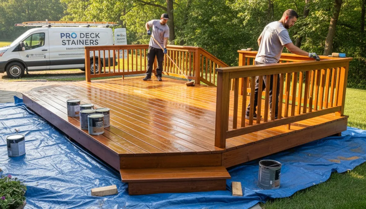 Deck staining in Colorado Springs, CO to protect and refresh a wood deck from sun and snow