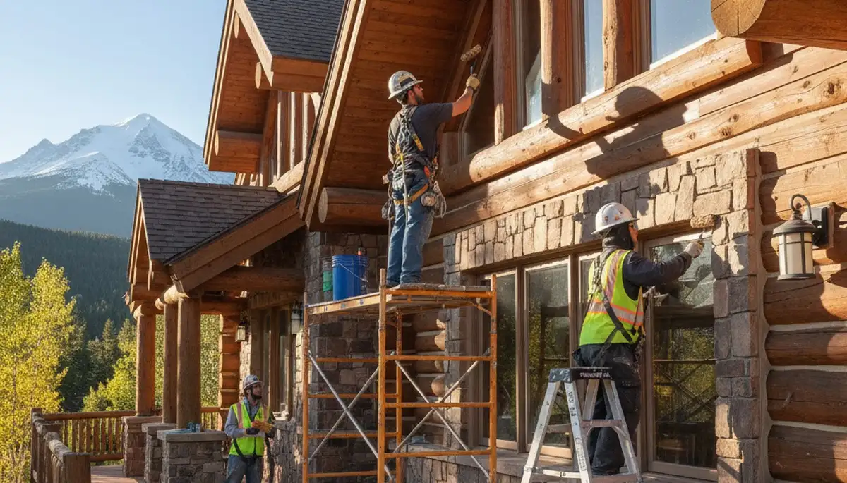 Painter working on a residential exterior in Colorado Springs, CO