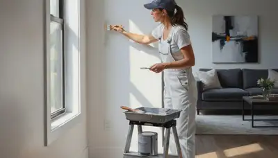 Colorado Springs painters performing paint touch-ups on a home exterior in Colorado Springs, CO