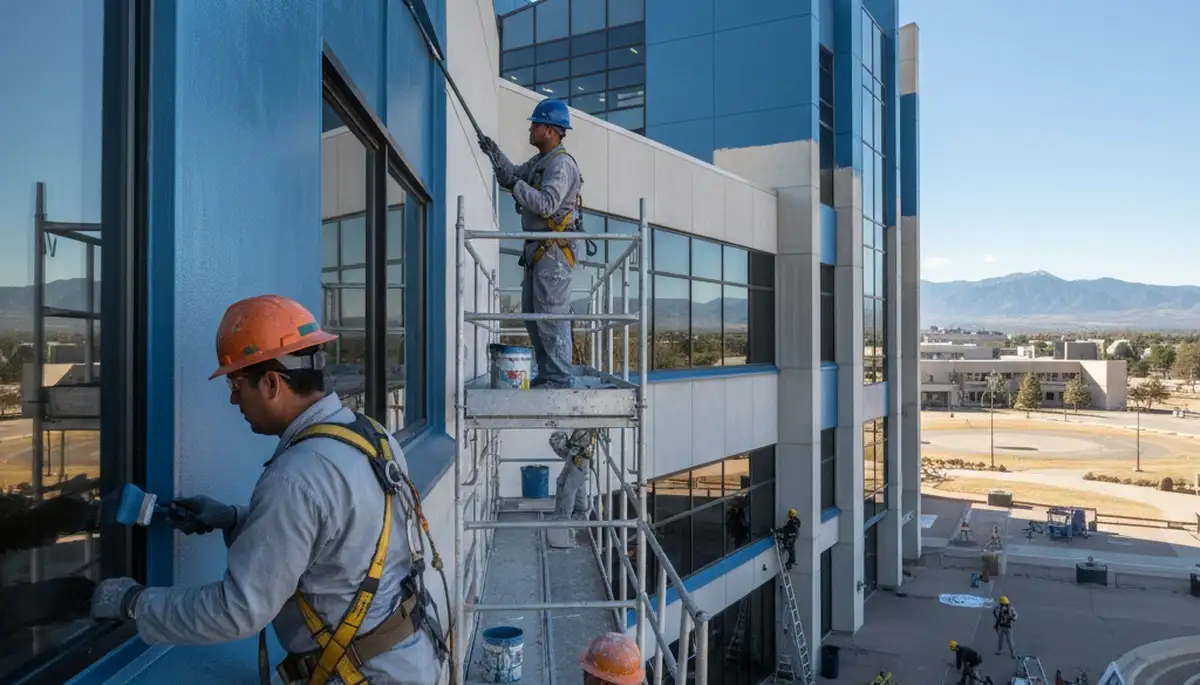 Painting contractor in Colorado Springs, CO preparing a residential exterior for painting